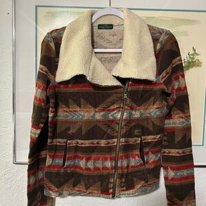 LRL LAUREN Jeans Co Full Zip Southwest Aztec Sherpa Jacket